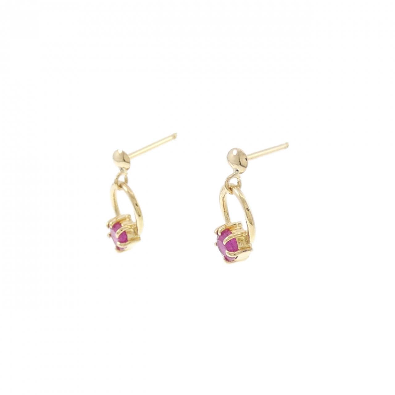 K18YG ルビー ピアス