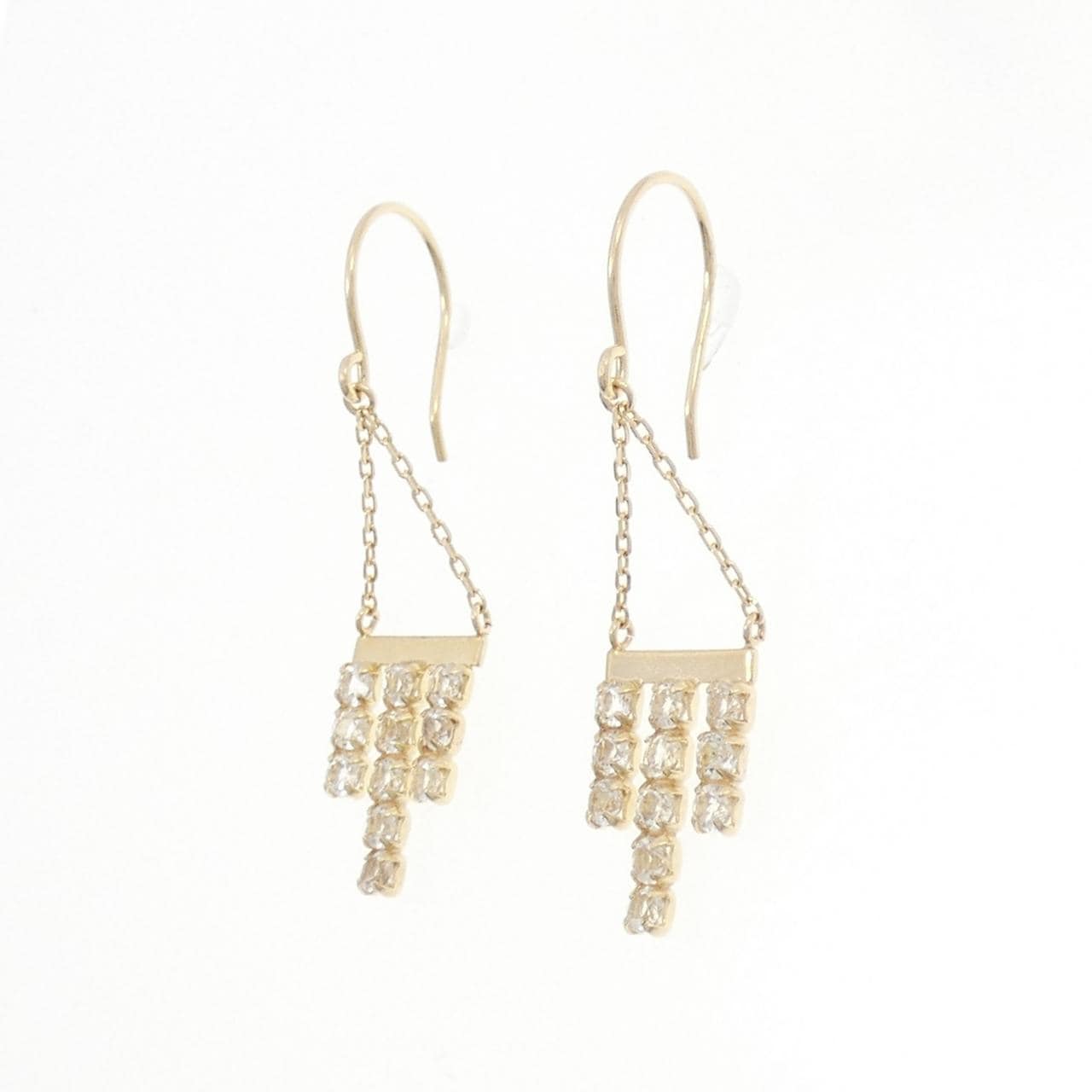 【新品】K10YG ホワイトトパーズ ピアス