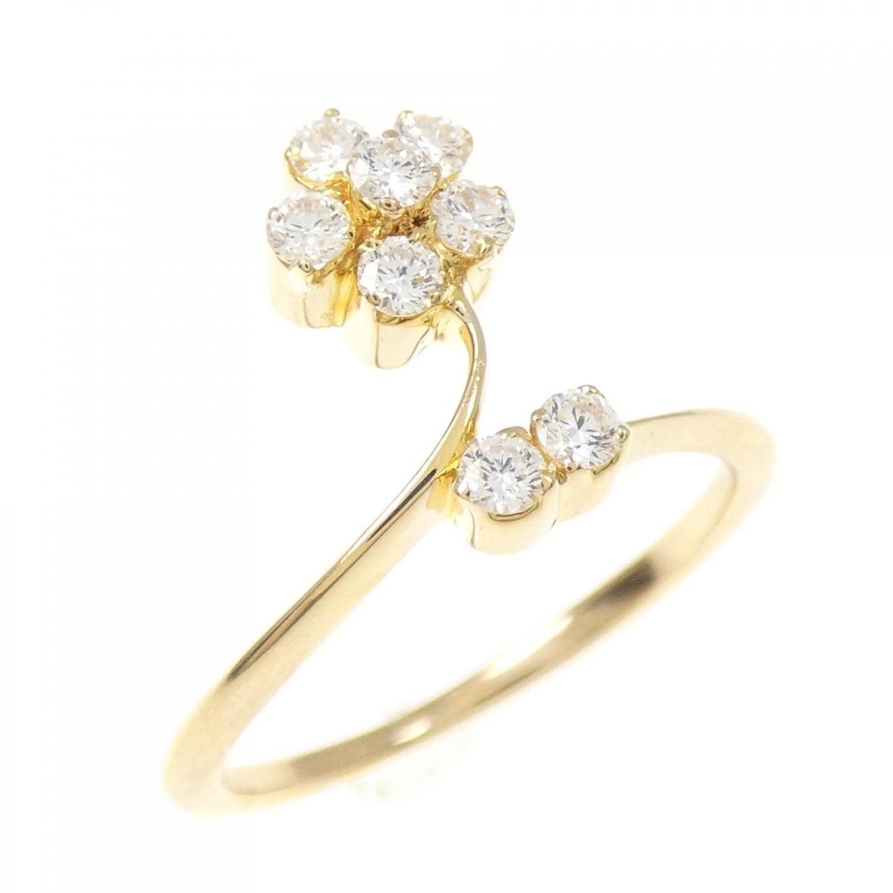 750YG フラワー ダイヤモンド リング 0.22CT