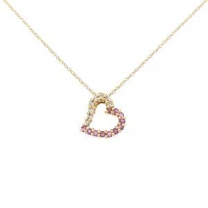K18YG/750YG ハート ルビー ネックレス 0.15CT