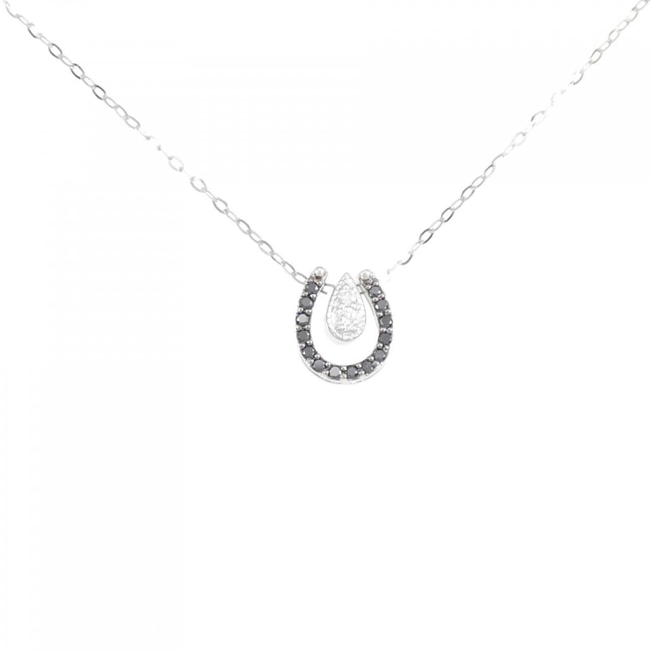 K18WG/K18BG 2WAY Horseshoe Diamond Necklace 0.05CT