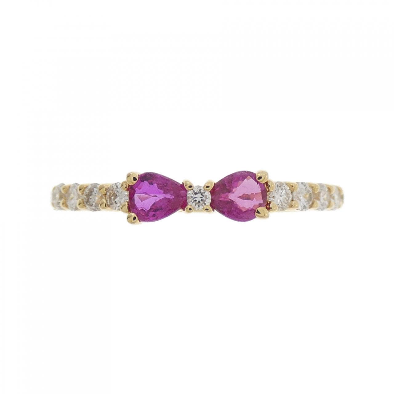 K18YG蝴蝶結紅寶石戒指0.31CT