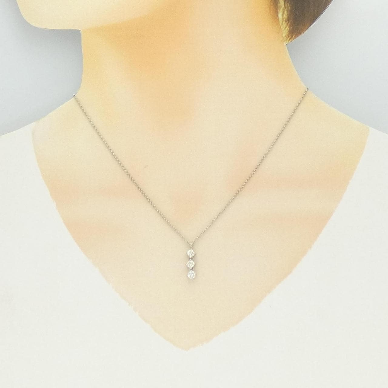 PT900/PT850 スリーストーン ダイヤモンド ネックレス 0.523CT