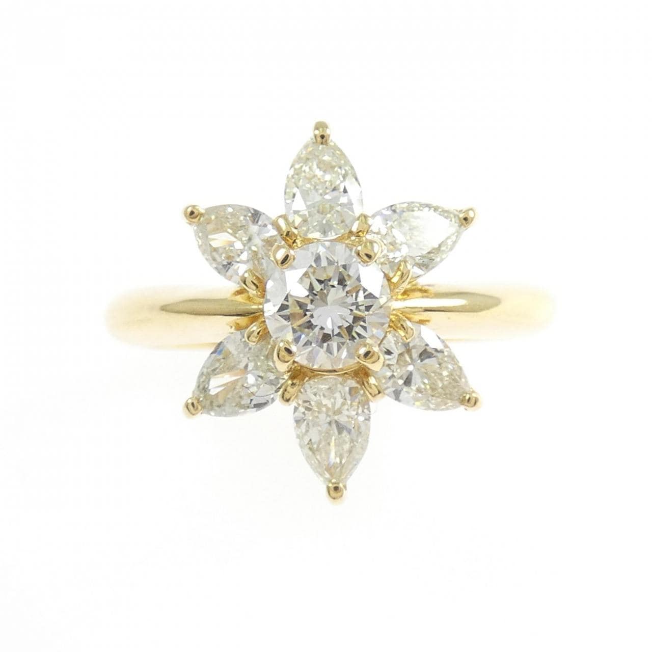 K18YG フラワー ダイヤモンド リング 0.39CT