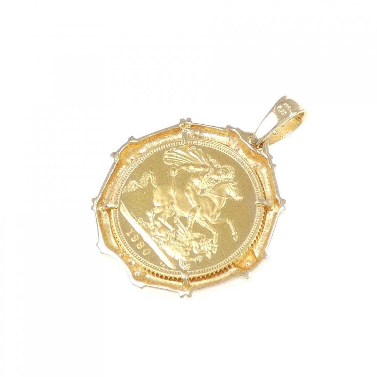 K18YG钻石硬币吊坠 0.11CT