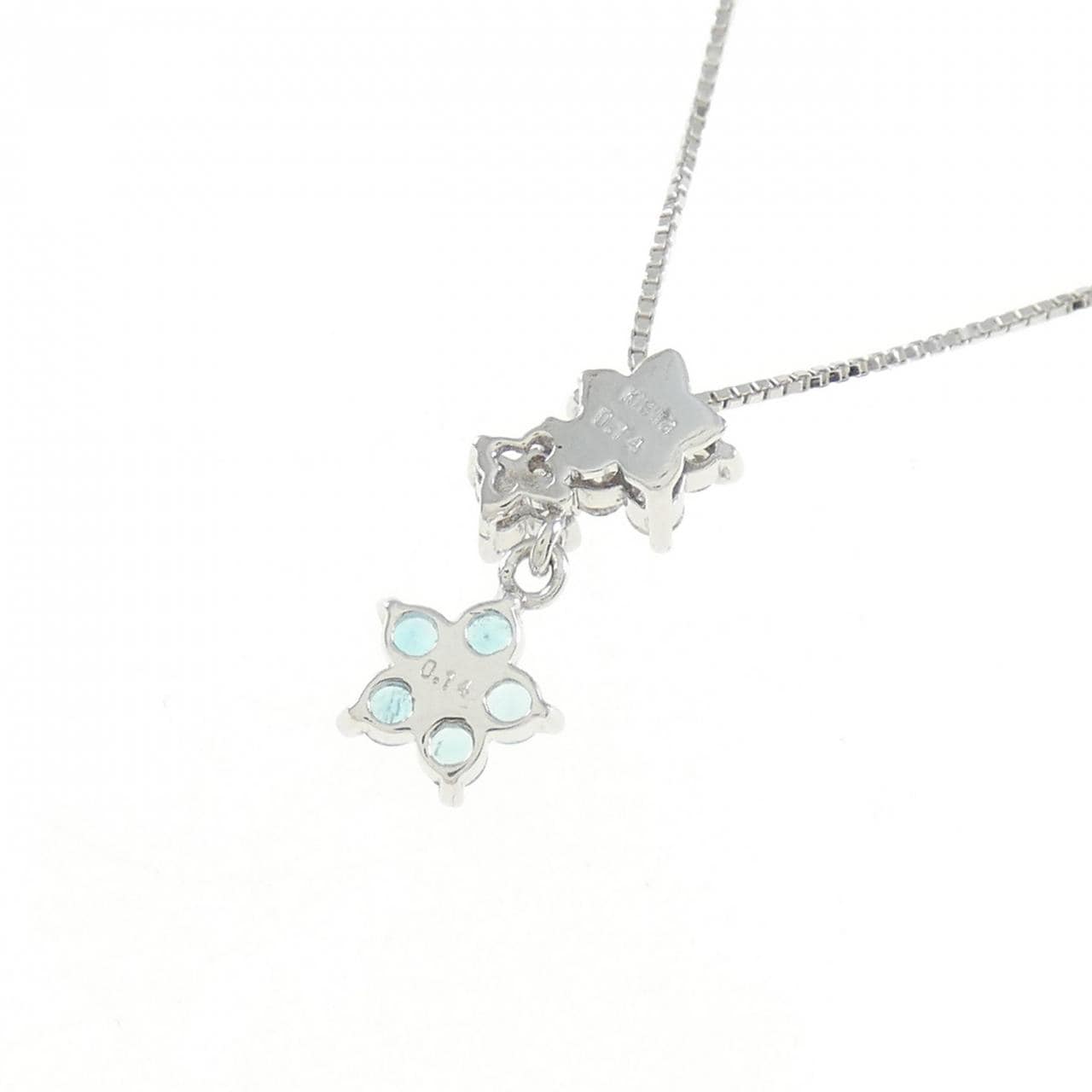 K18WG フラワー トルマリン ネックレス 0.14CT