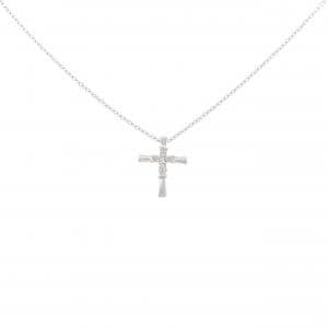 K18WG クロス ダイヤモンド ネックレス 0.05CT