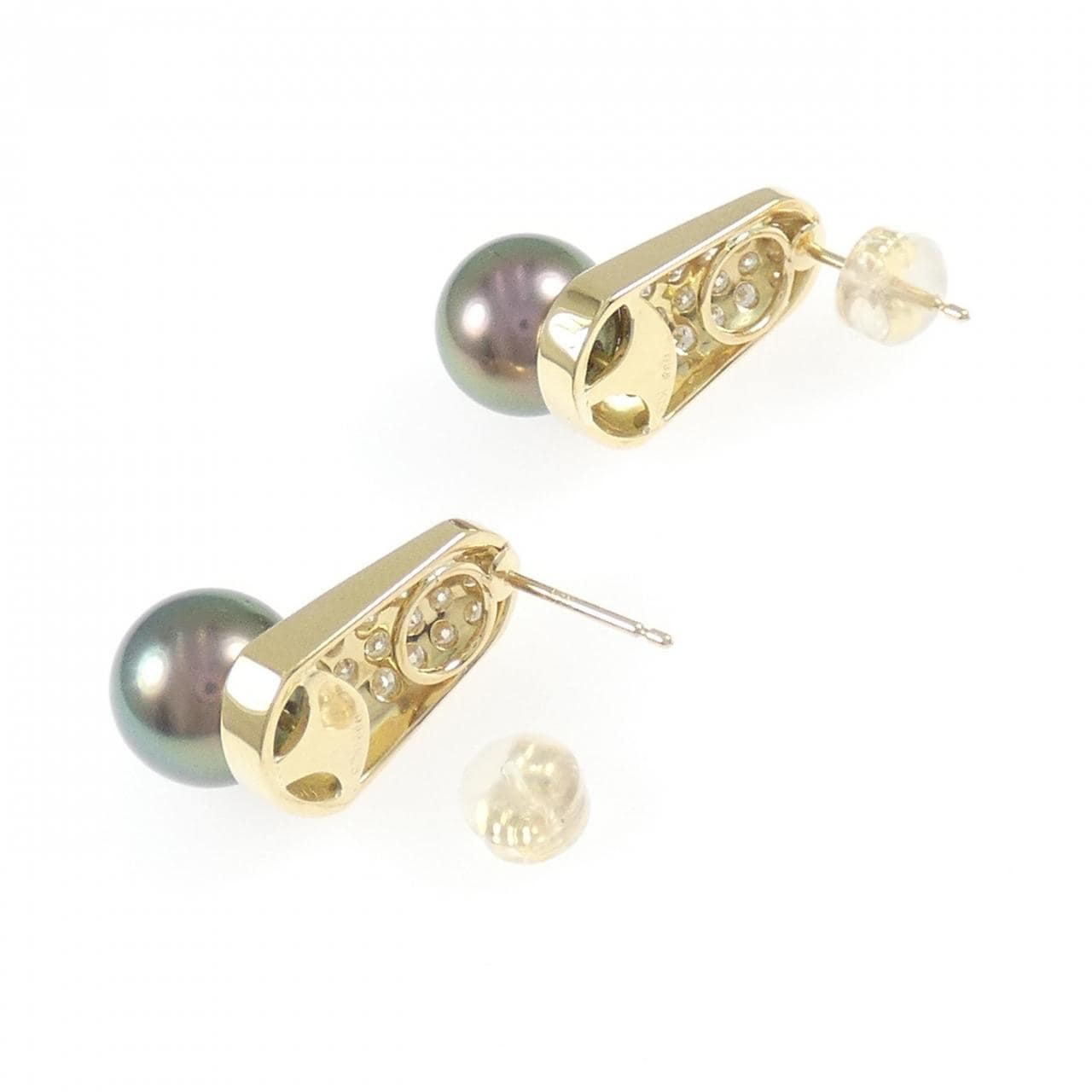 18K黒蝶珍珠耳环，9.3毫米