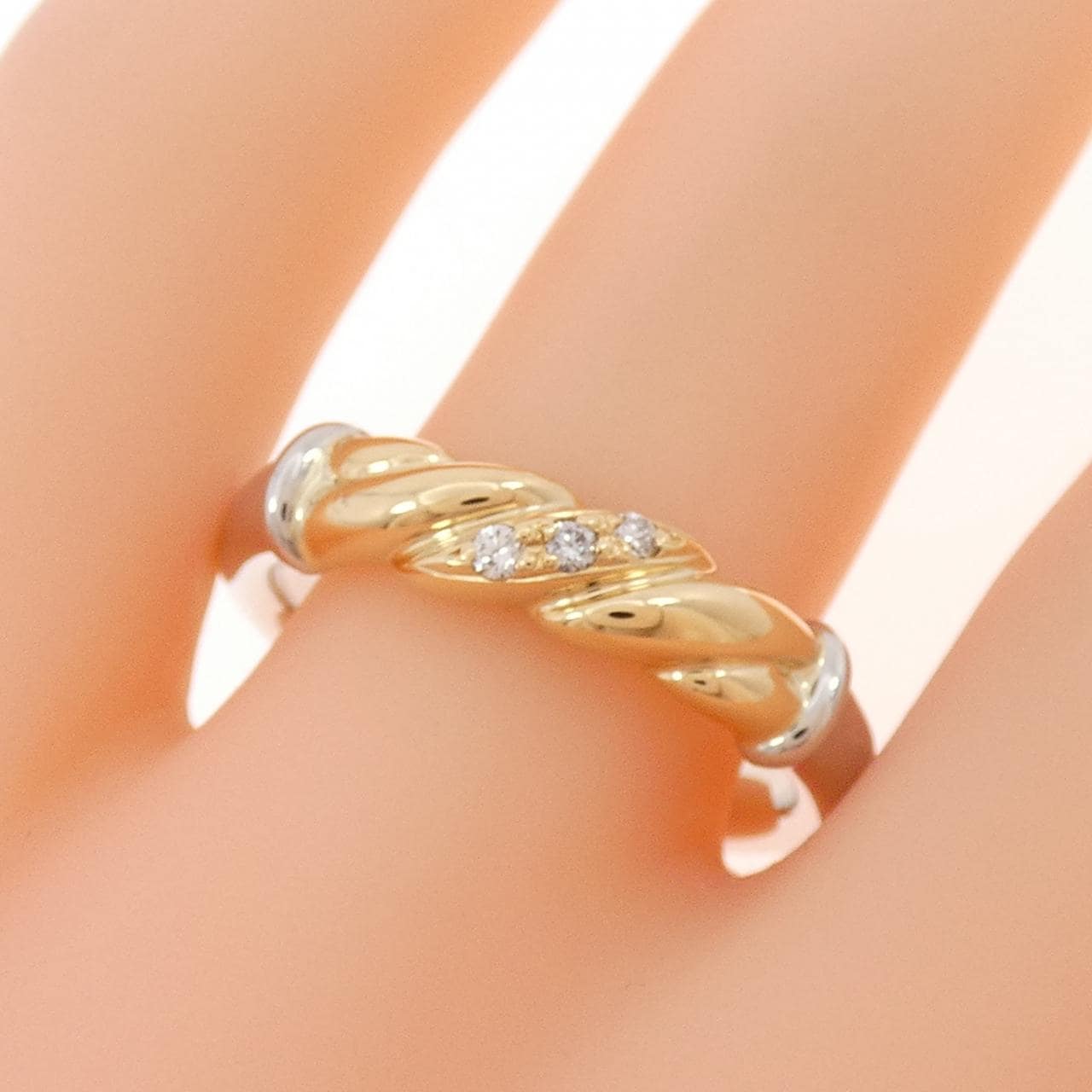 K18YG/PT900 ダイヤモンド リング 0.04CT