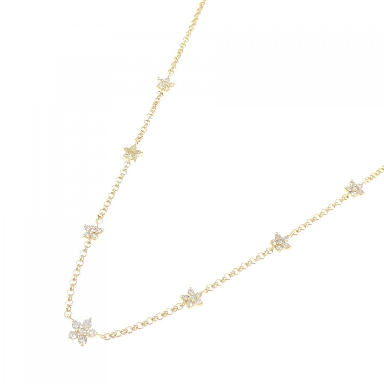 K18YG フラワー ダイヤモンド ネックレス 0.78CT