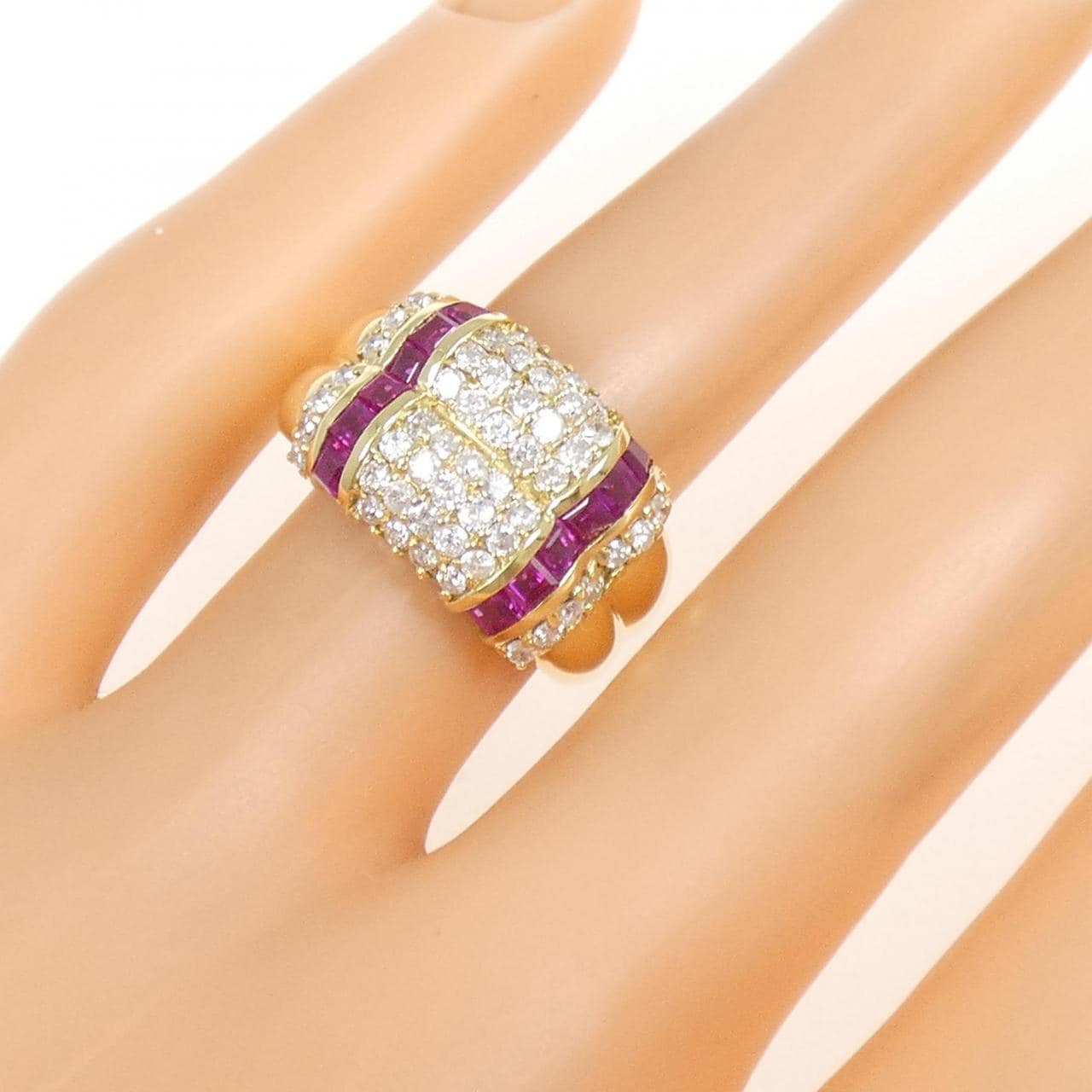 K18YG ルビー リング 0.90CT