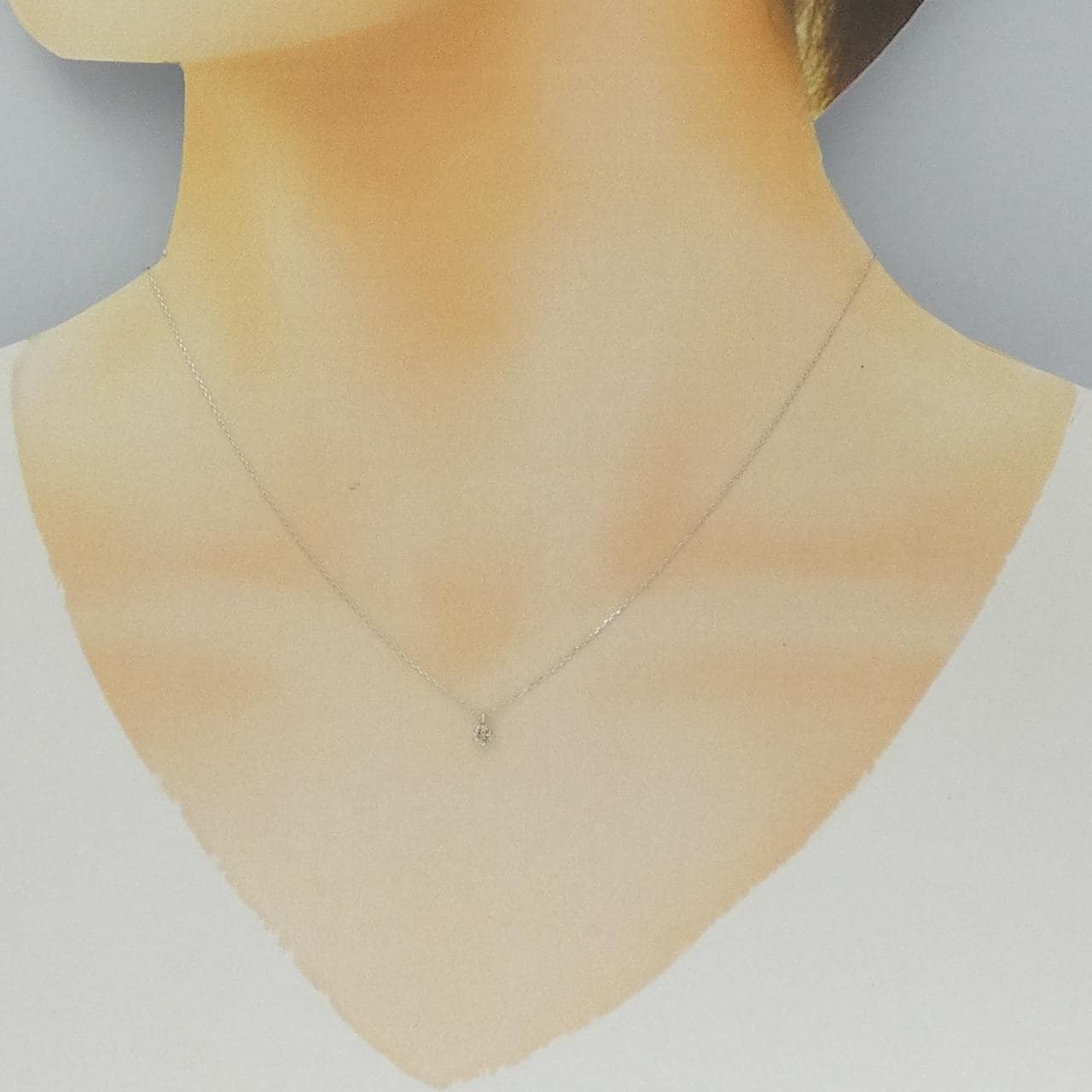 K10WG ソリティア ダイヤモンド ネックレス 0.08CT