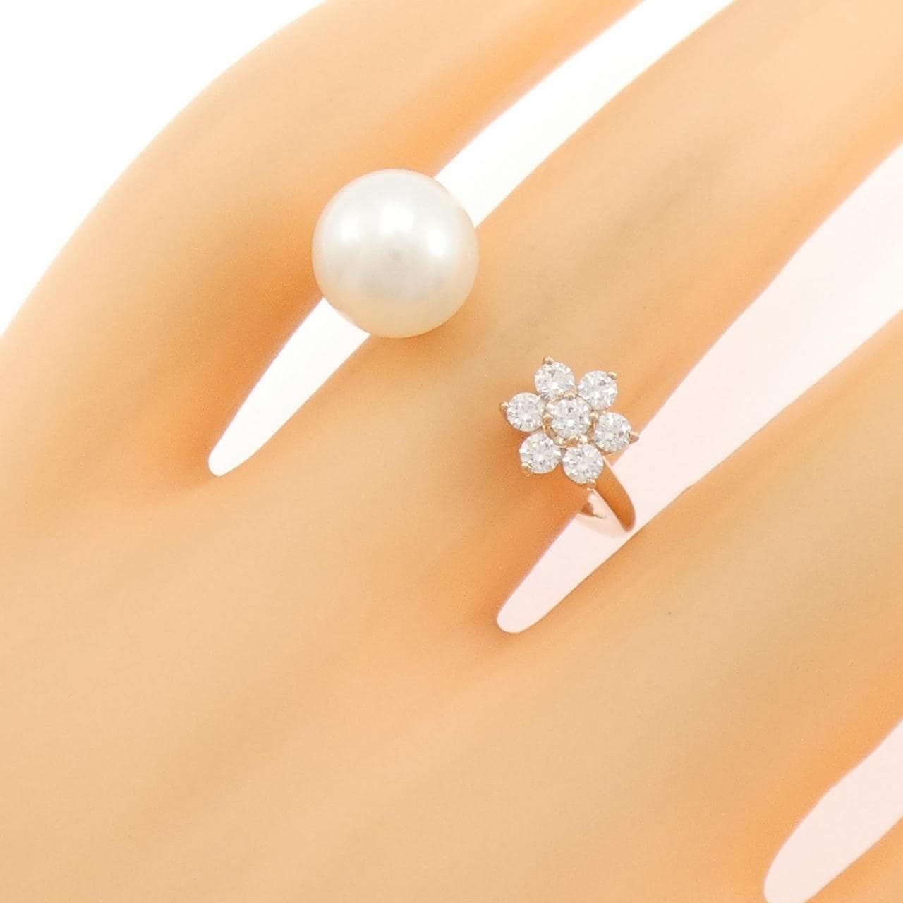 K10PG フラワー 淡水パール リング 8.5mm