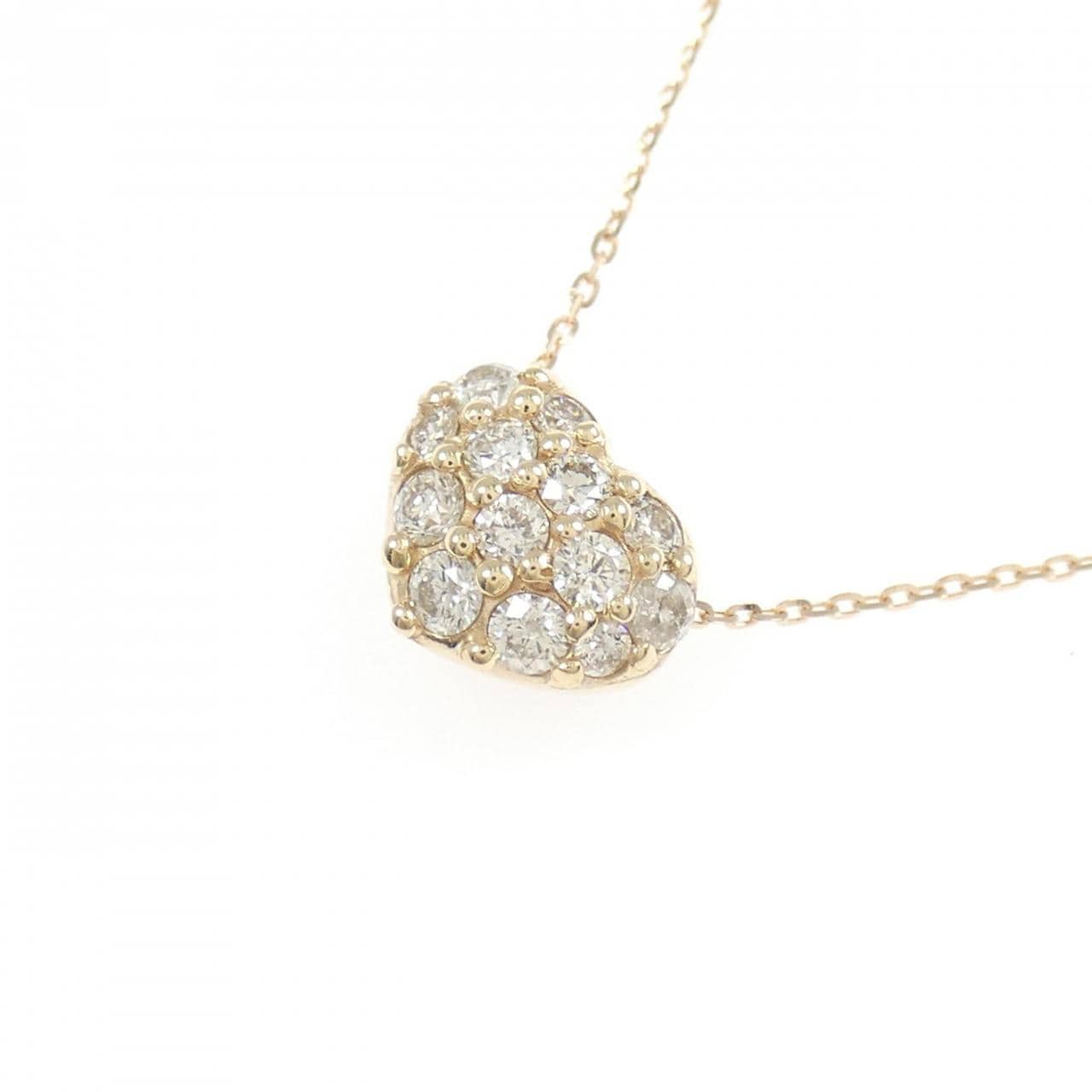 K18PG ハート ダイヤモンド ネックレス 0.30CT