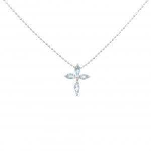 K18WG クロス アクアマリン ネックレス