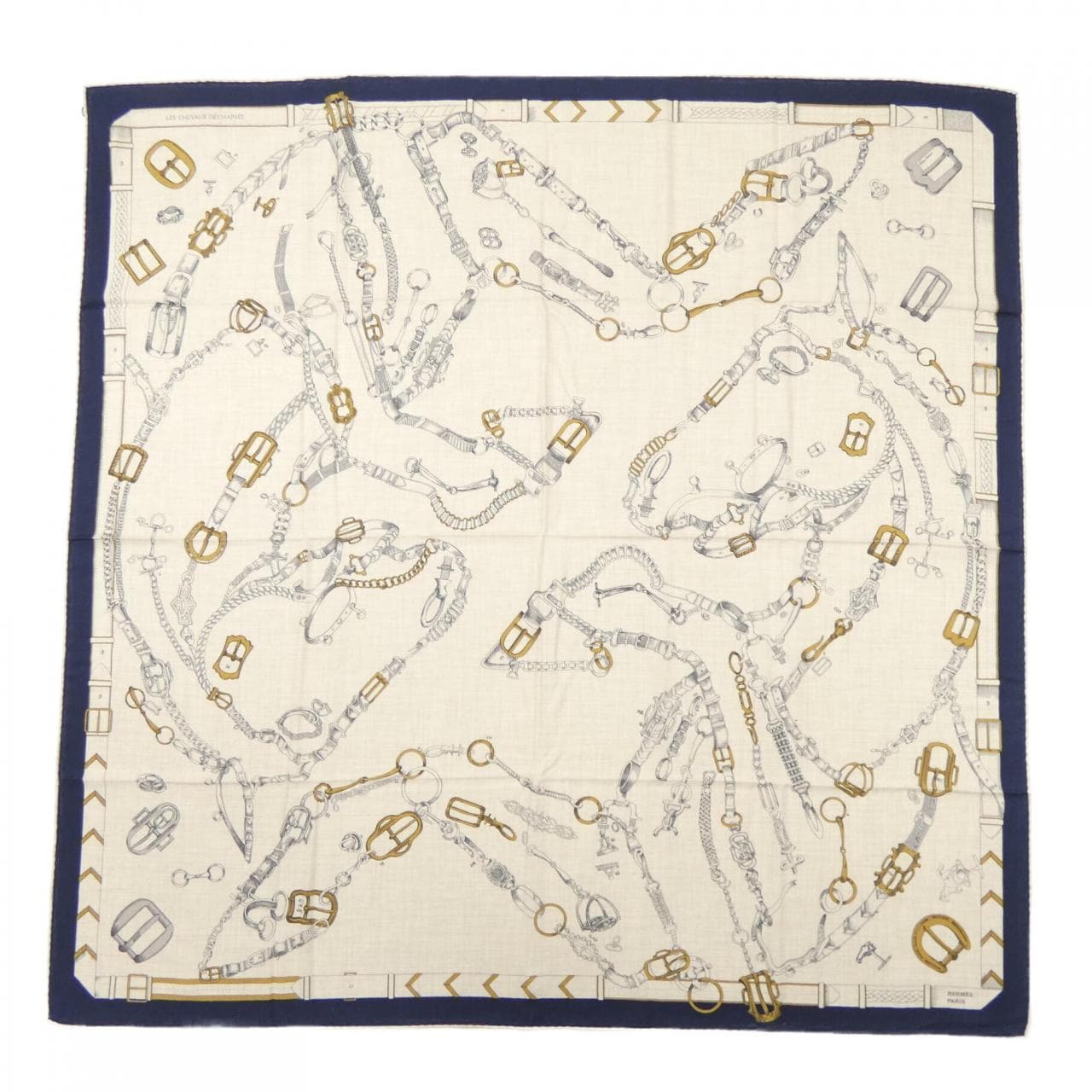 エルメス HERMES LES CHEVAUX DECHAINES H244096S カレジェアン140 ショール