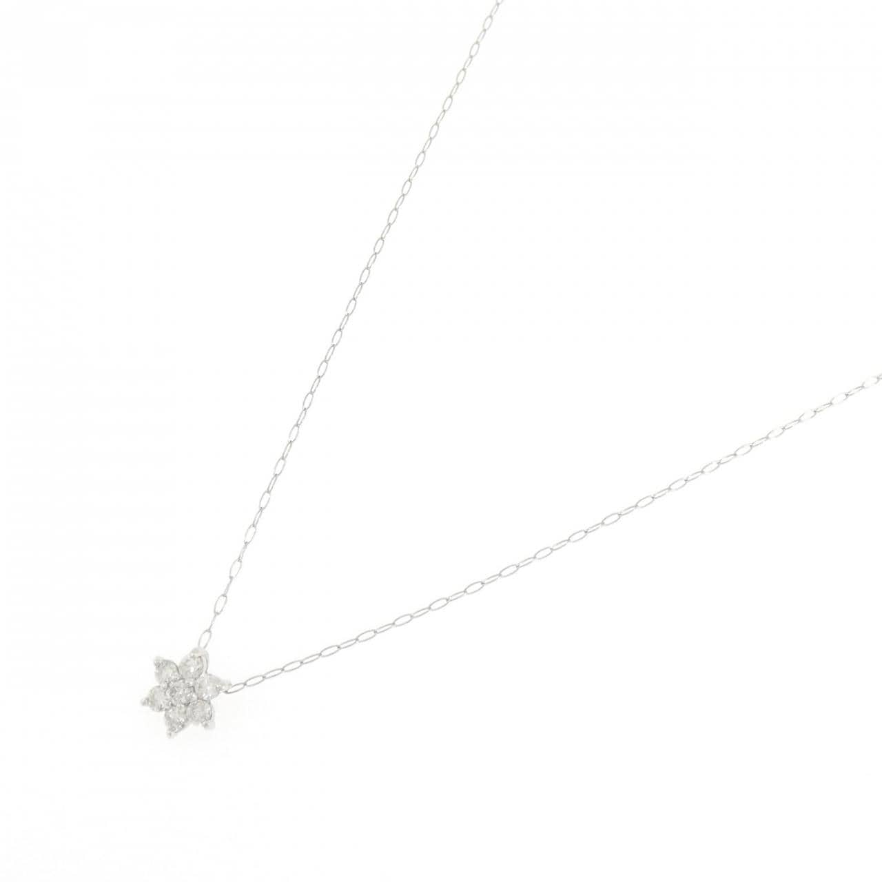PT900/PT850 フラワー ダイヤモンド ネックレス 0.20CT