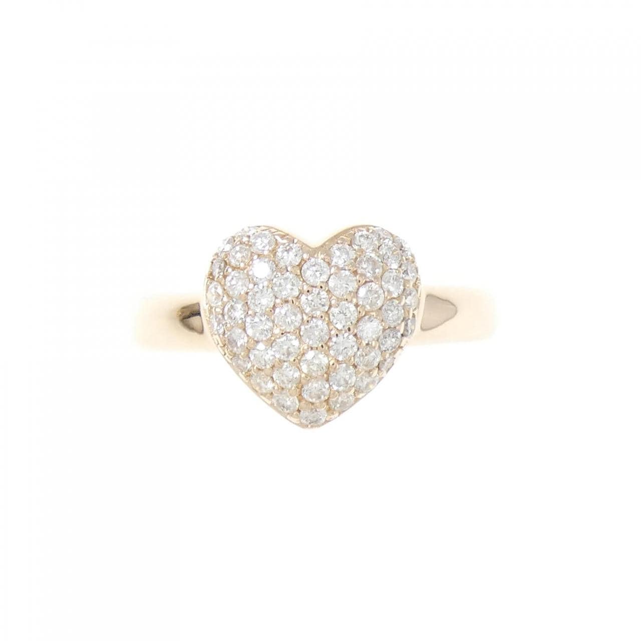 K18PG パヴェ ハート ダイヤモンド リング 0.50CT