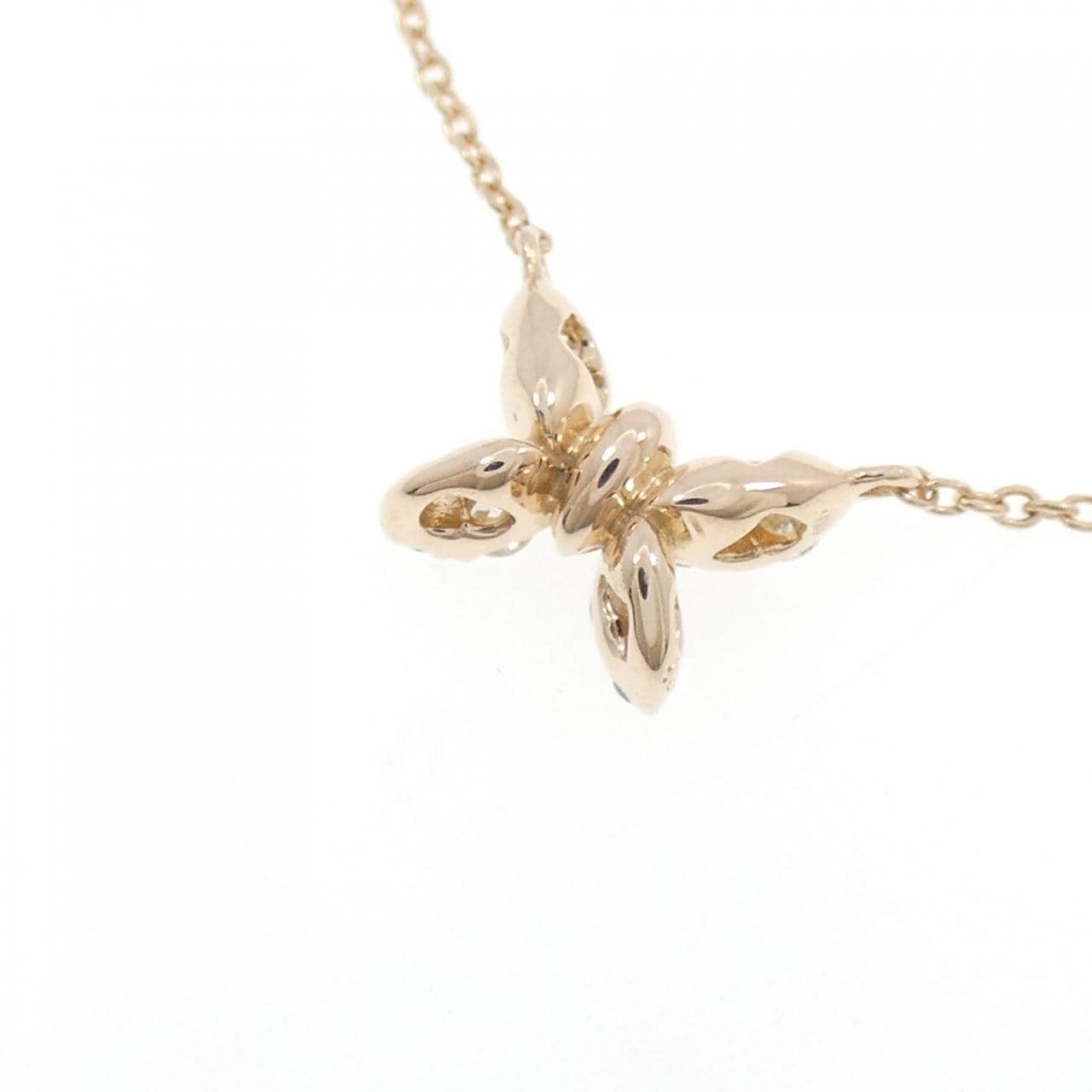 K18PG バタフライ ダイヤモンド ネックレス 0.20CT