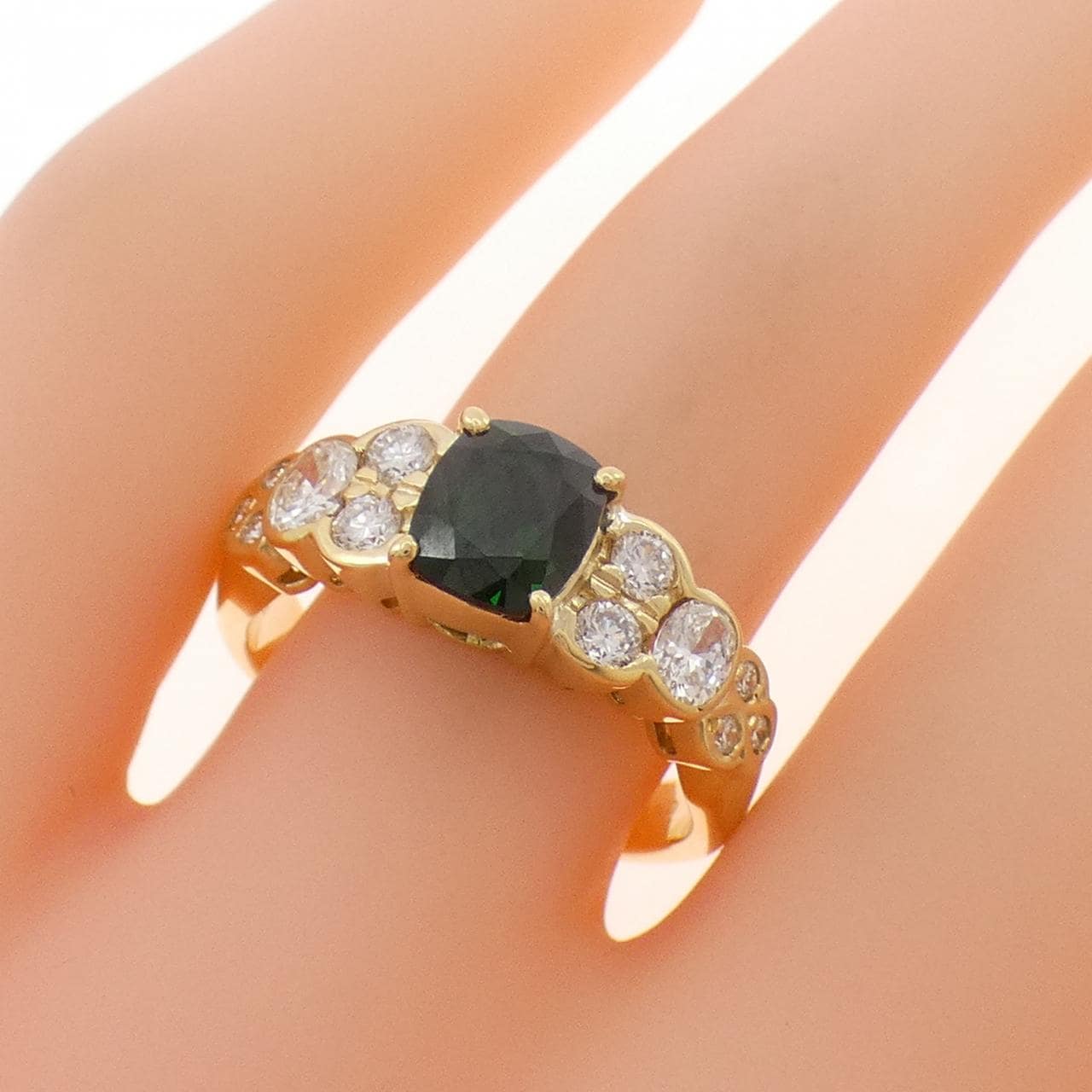 K18YG グリーンガーネット リング 1.180CT