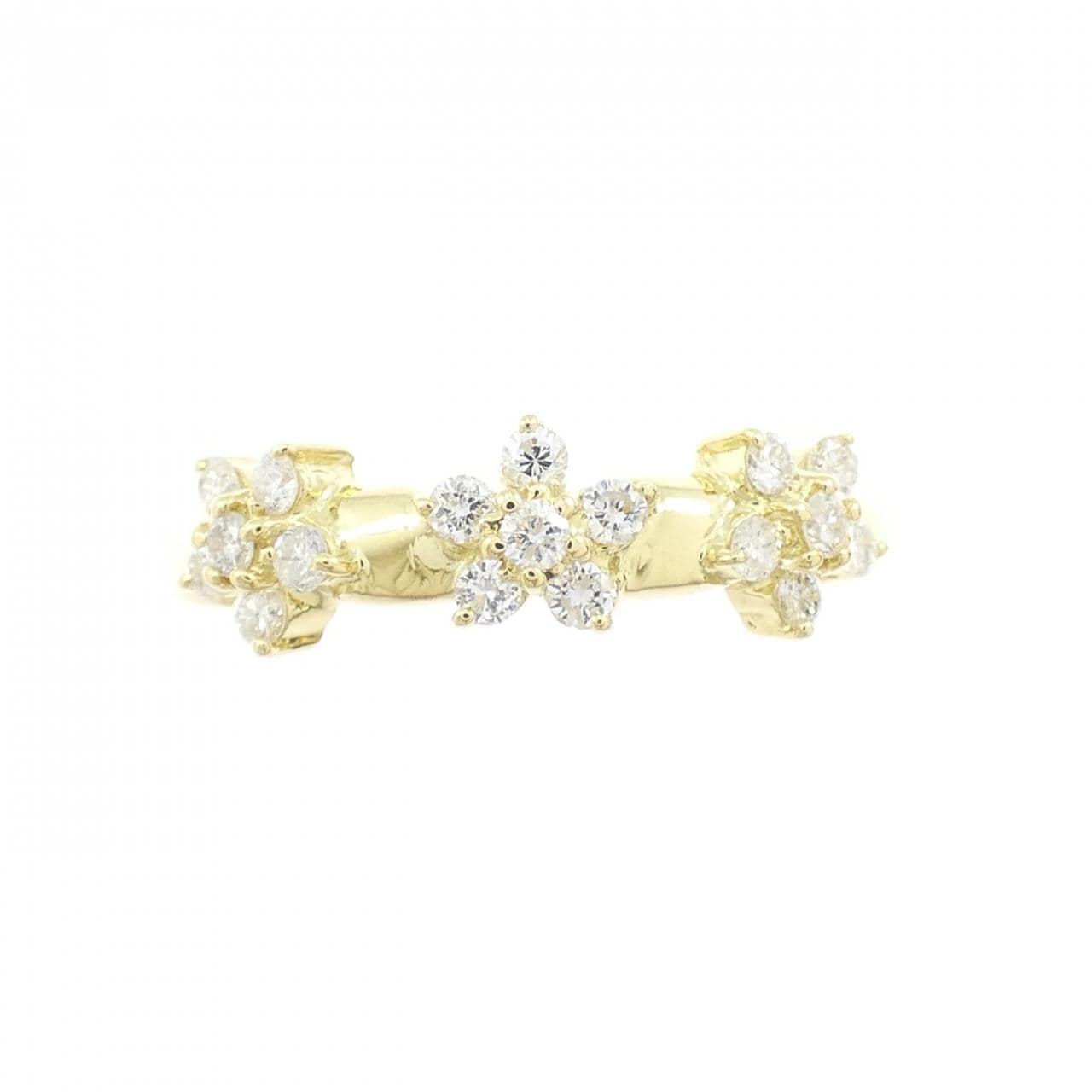K18YG フラワー ダイヤモンド リング 0.30CT