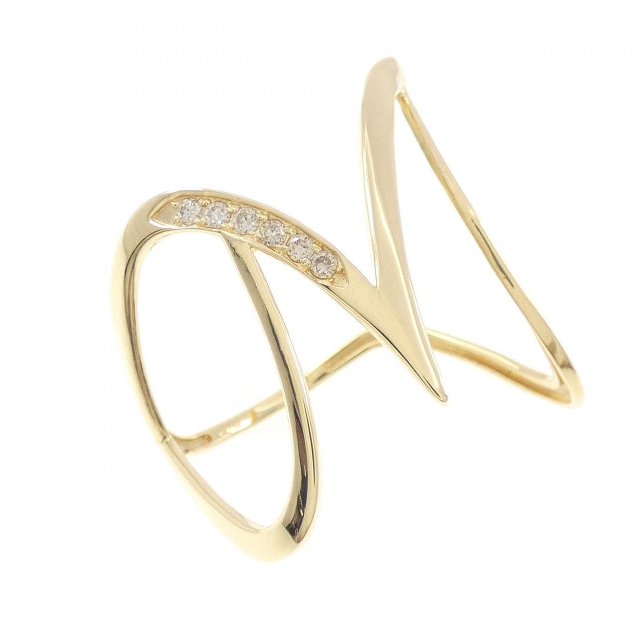 K18YG イニシャルM ダイヤモンド リング 0.05CT