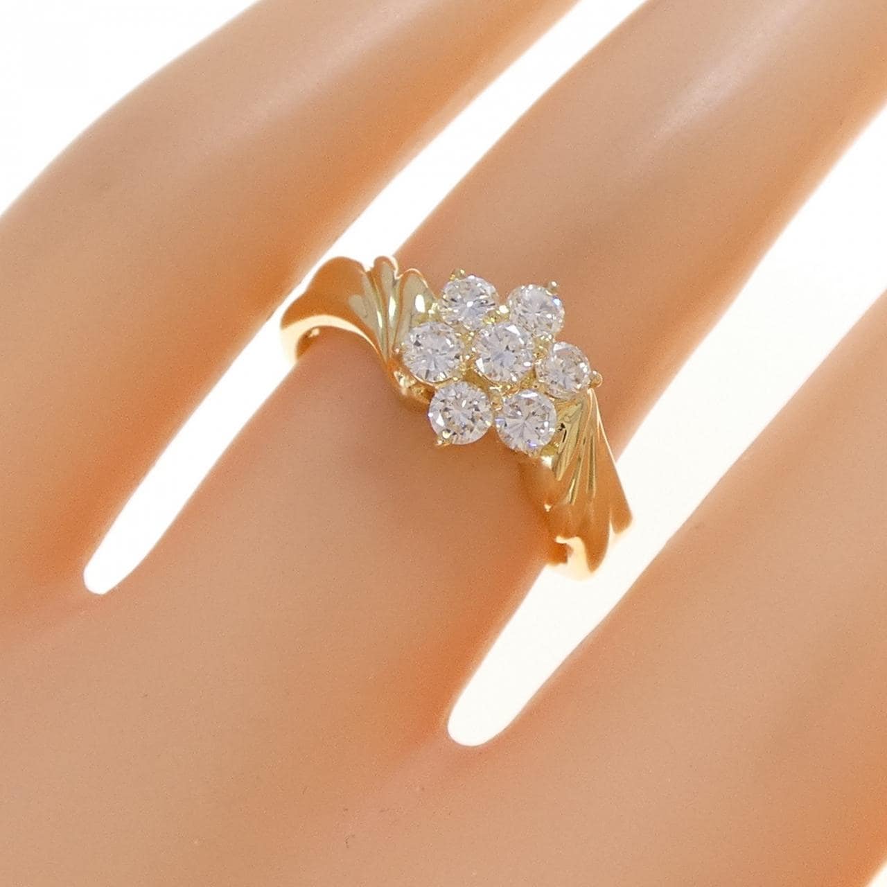 K18YG flower Diamond ring 0.50CT