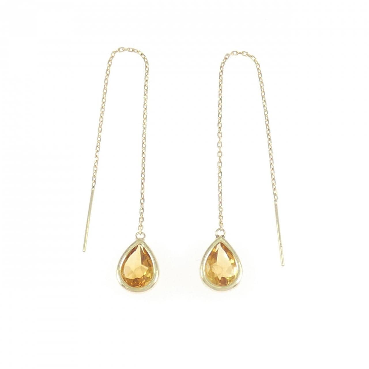 K14YG シトリン ピアス