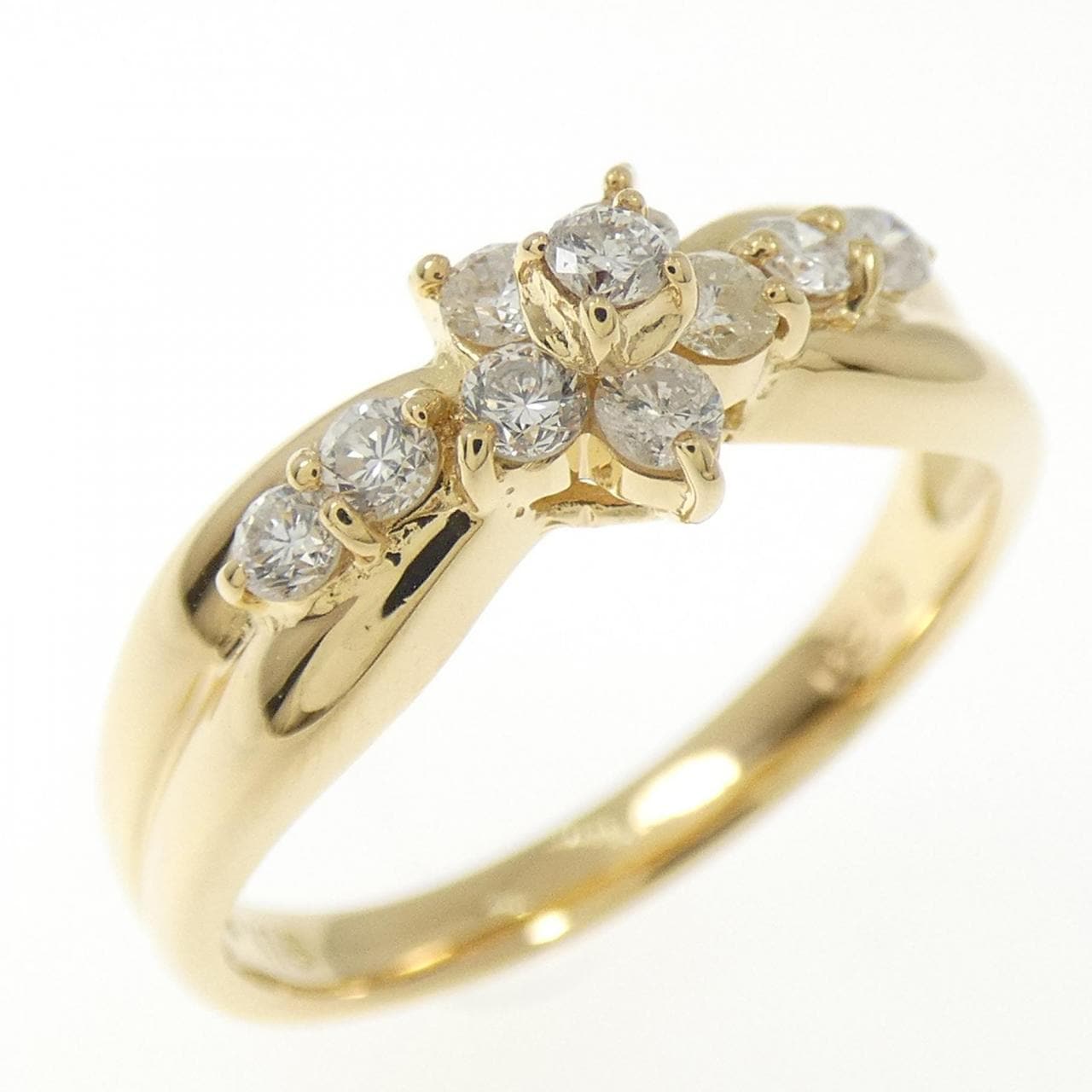 K18YG フラワー ダイヤモンド リング 0.30CT