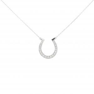 K18WG ホースシュー ダイヤモンド ネックレス 0.366CT