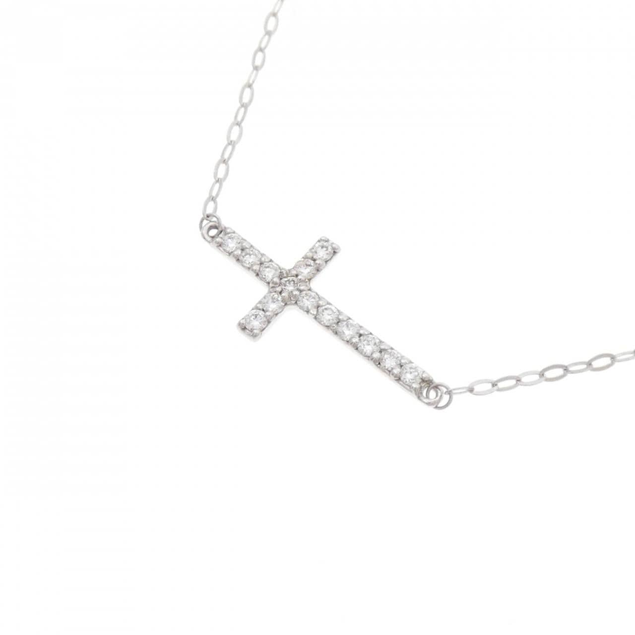 K18WG クロス ダイヤモンド ネックレス 0.10CT
