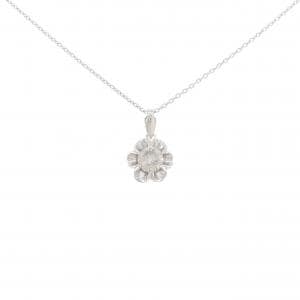 K18WG フラワー ダイヤモンド ネックレス 0.45CT