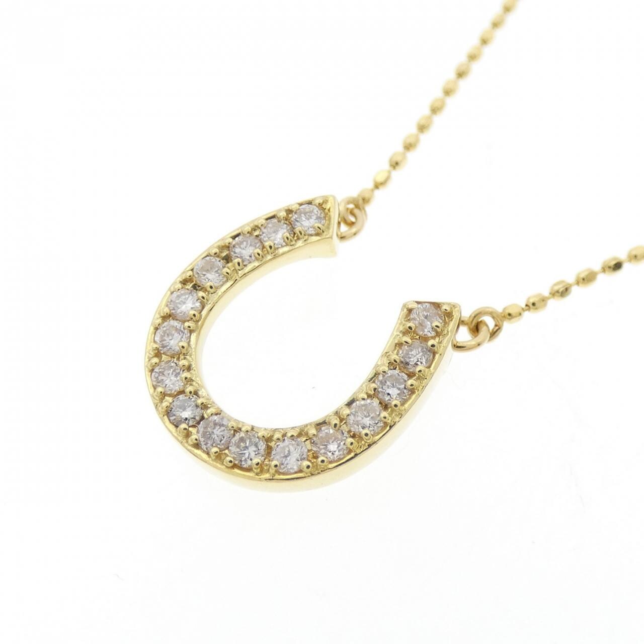 K18YG ホースシュー ダイヤモンド ネックレス 0.20CT