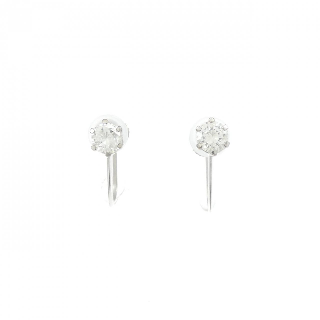 K18WG ソリティア ダイヤモンド イヤリング 0.40CT
