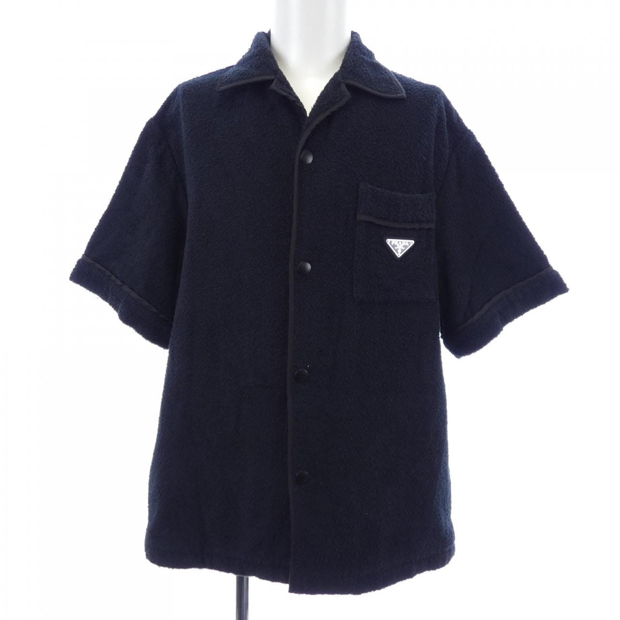 プラダ PRADA トライアングルロゴ コットンテリー ボウリングシャツ SC559 S212 1ZR3 S／Sシャツ