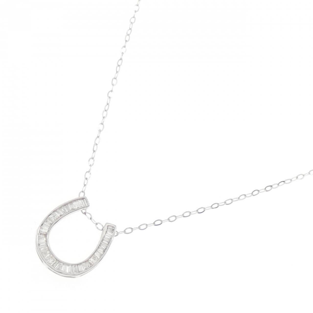K18WG ホースシュー ダイヤモンド ネックレス 0.20CT