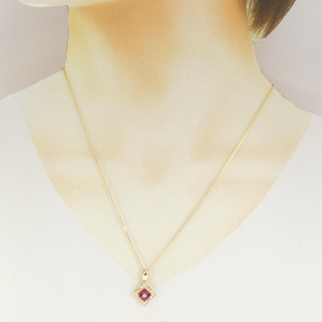 K18YG ルビー ネックレス 0.97CT