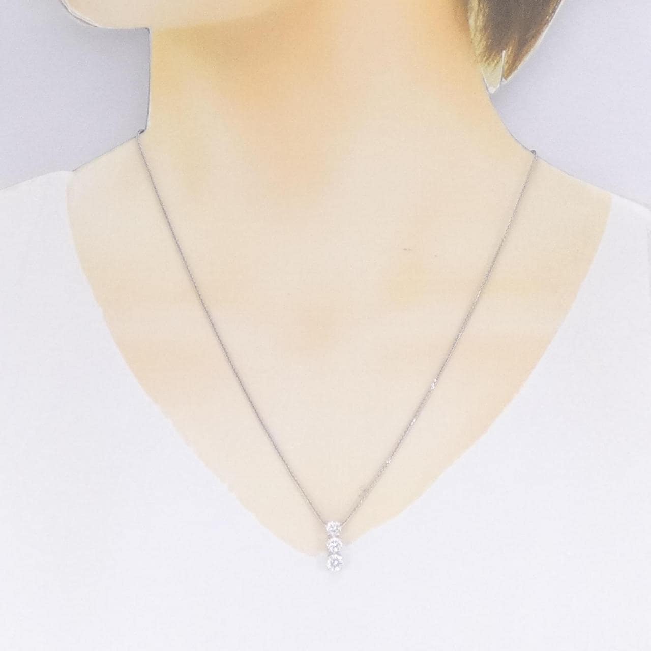 PT/K18WG three stone Diamond necklace 1.00CT