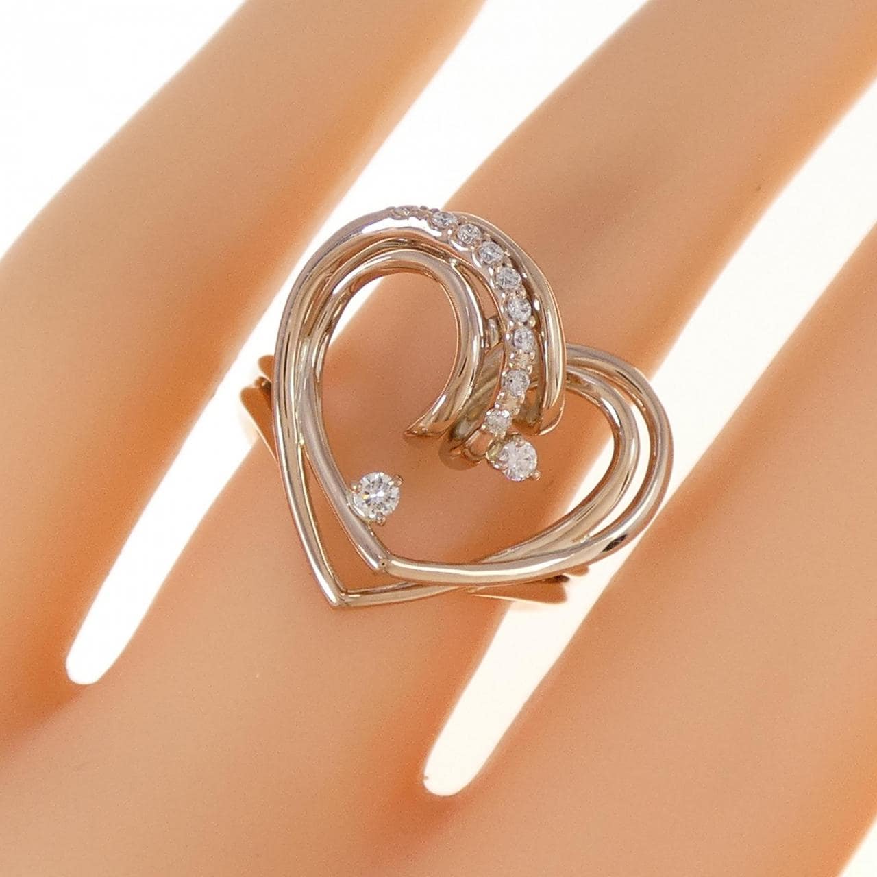 K18PG ハート ダイヤモンド リング 0.12CT