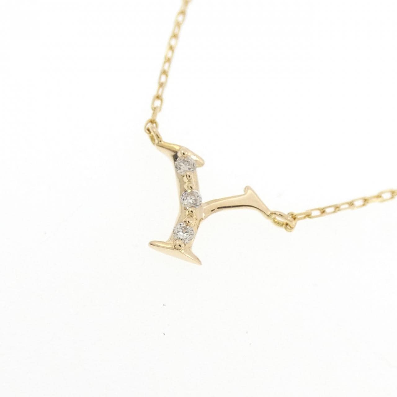 K18YG イニシャルY ダイヤモンド ネックレス