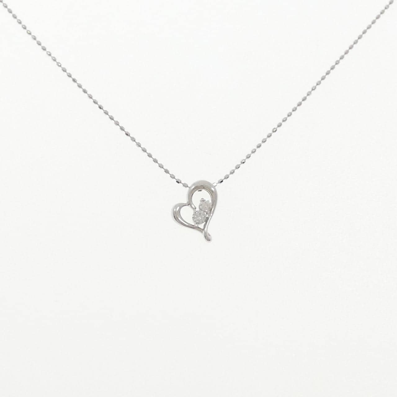 K10WG ハート ダイヤモンド ネックレス 0.08CT