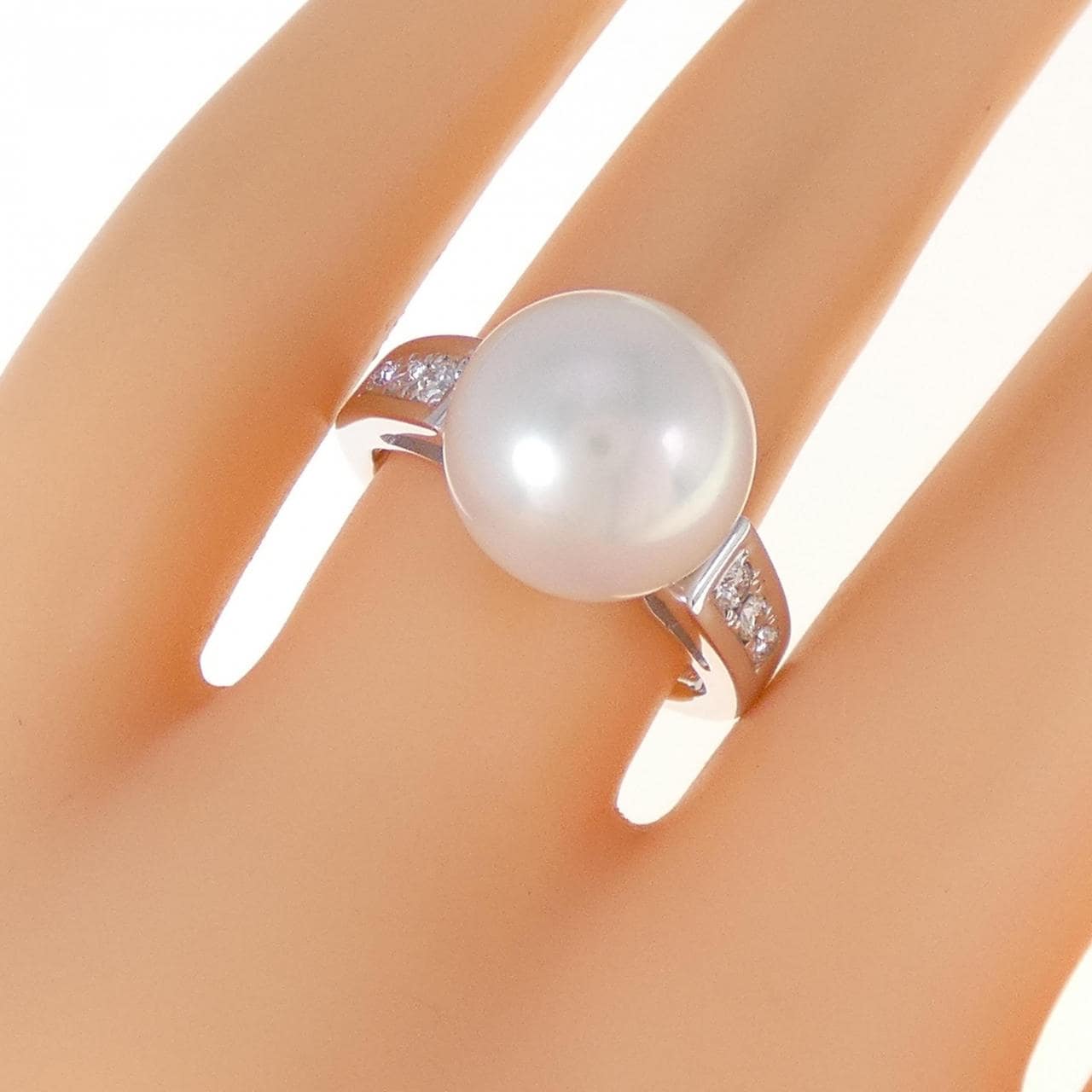K18WG 白蝶パール リング 11.5mm