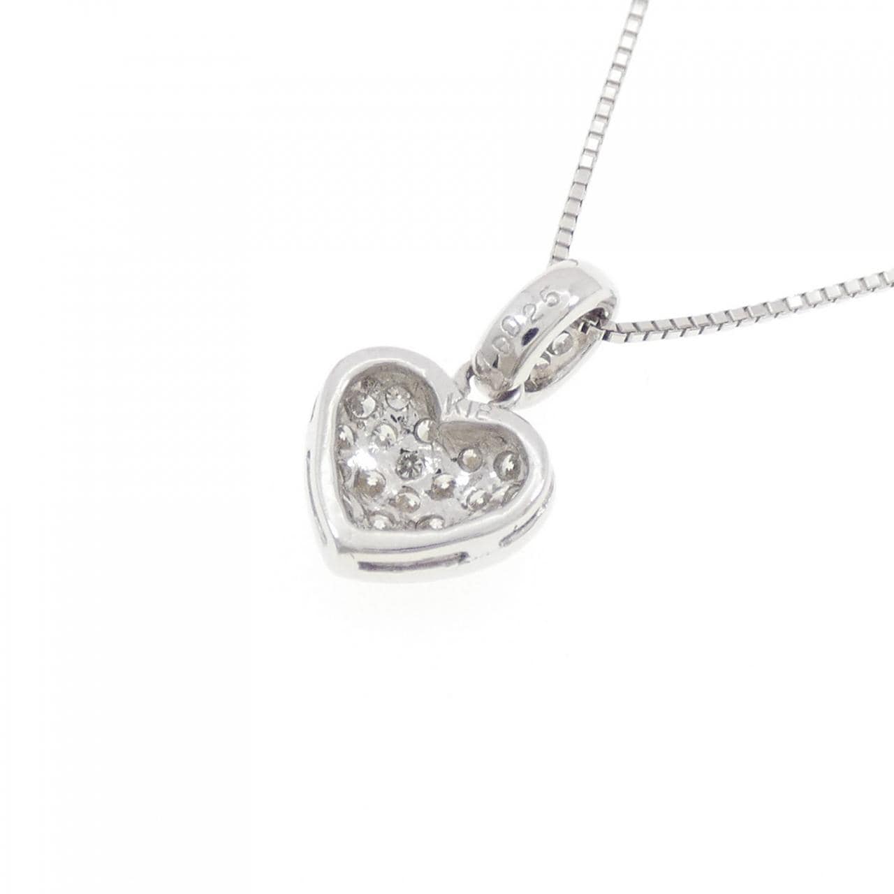 K18WG パヴェ ハート ダイヤモンド ネックレス 0.25CT
