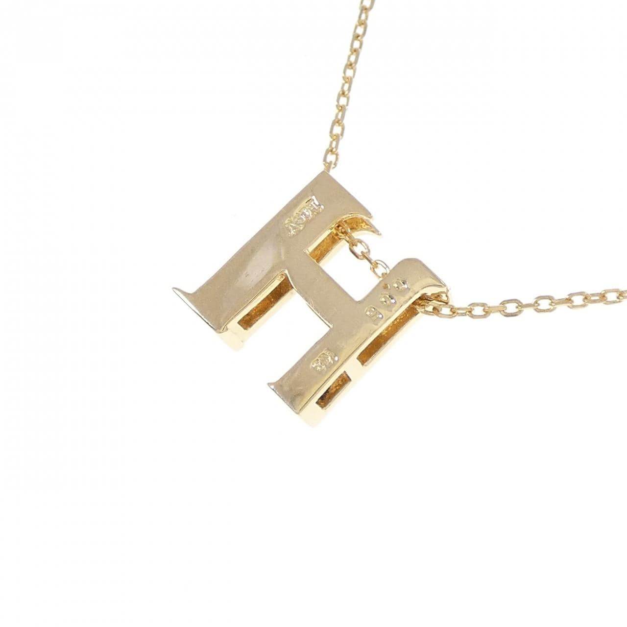 K18YG イニシャルH ダイヤモンド ネックレス 0.05CT