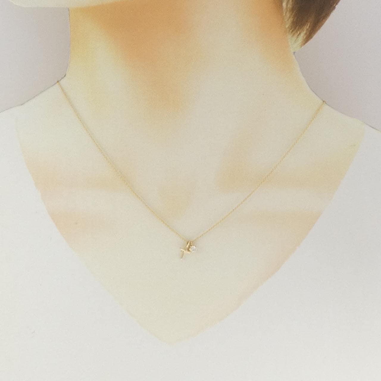 K18YG クロス ダイヤモンド ネックレス 0.121CT