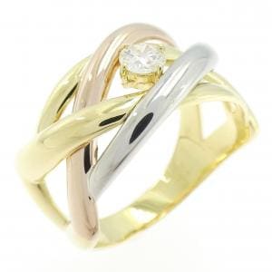 K18YG/PT950/K18PG ダイヤモンド リング 0.210CT