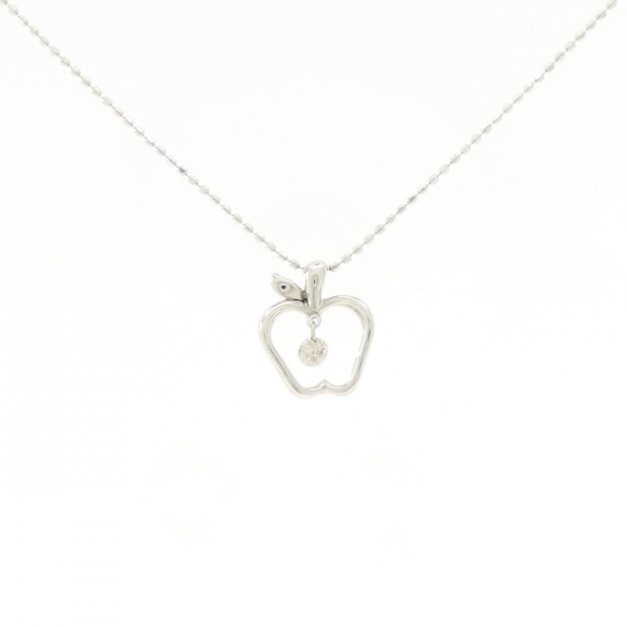 K18WG アップル ダイヤモンド ネックレス 0.07CT