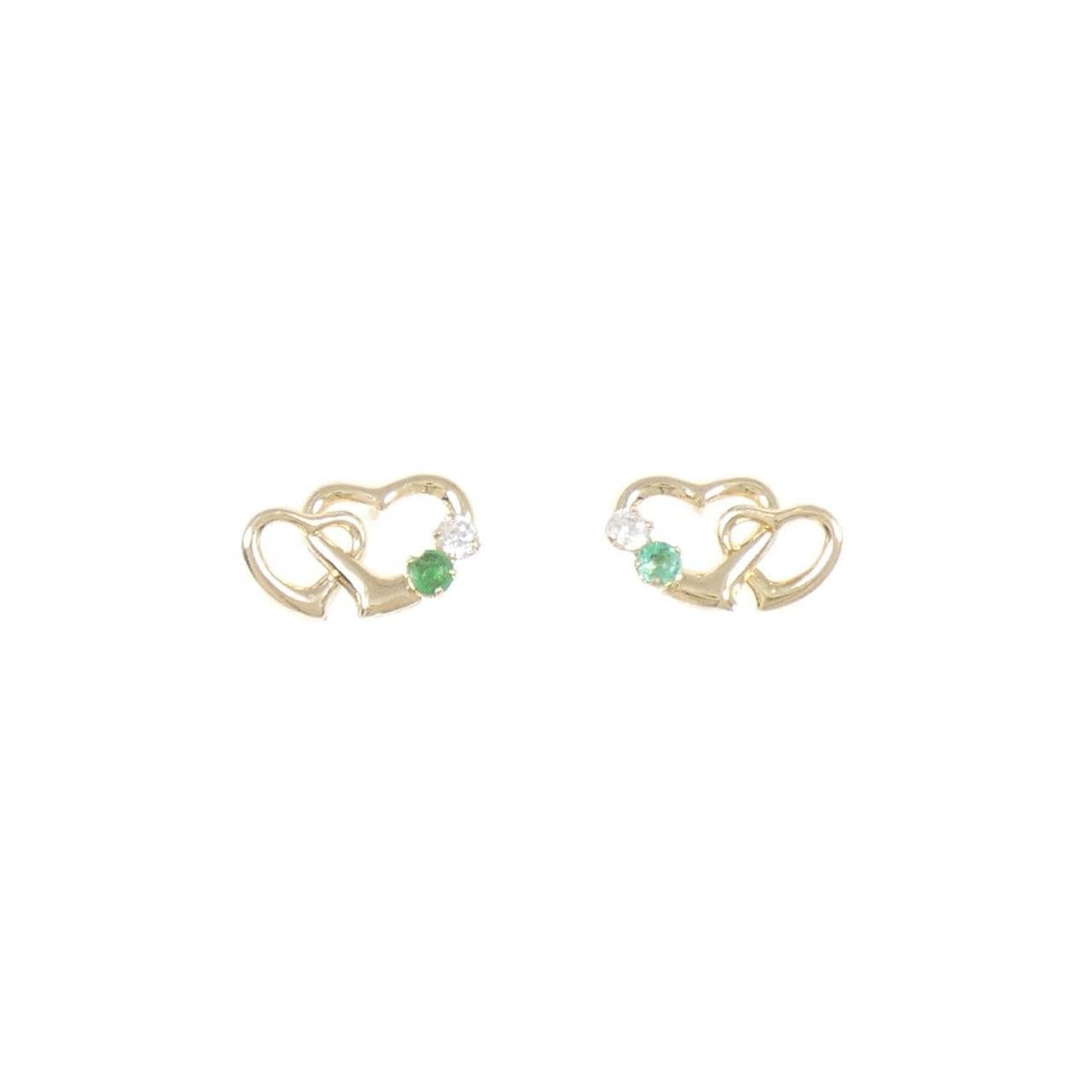 K10YG ハート エメラルド ピアス