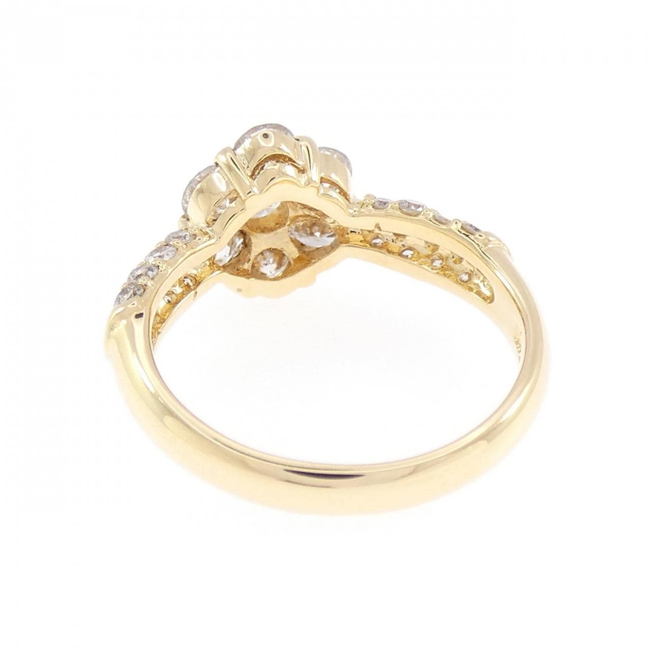 K18YG フラワー ダイヤモンド リング 1.40CT