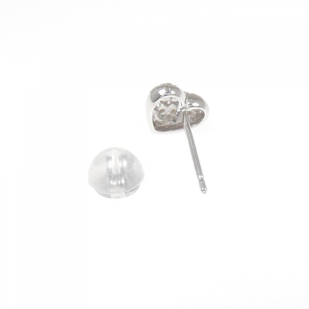 K14WG ハート パヴェ ダイヤモンド ピアス 0.10CT 片耳